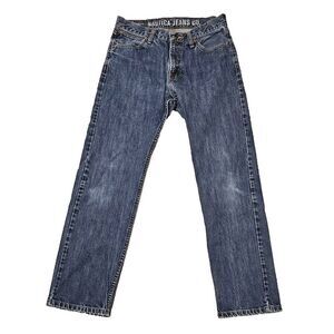Nautica Mid-Rise Straight Jeans Logo Medium Wash‎ Blue Denim 31x30* (*Tag 30x30)